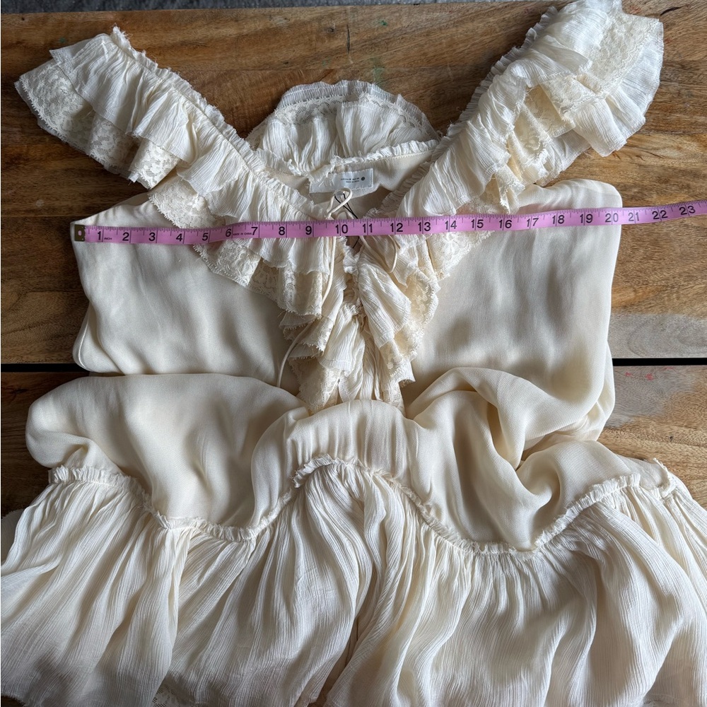 Zara Cream Ruffle V-Neck Midi Dress - Picture 12 of 13